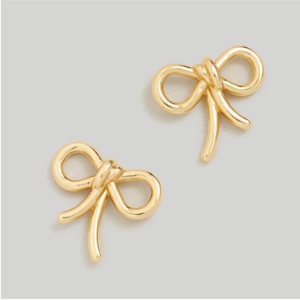 NEW MADEWELL Bow Stud Statement Earrings in Gold